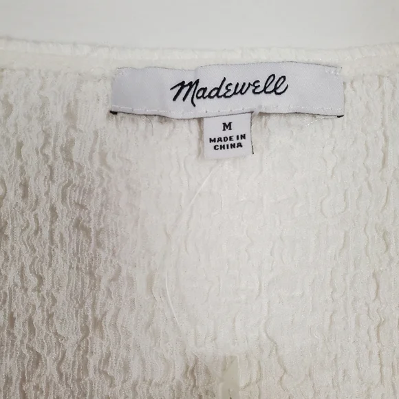 Madewell Popcorn Top Short Sleeve Square Neck Blouse Medium - Picture 3 of 9